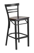 Flash Furniture HERCULES Series Black Ladder Back Metal Restaurant Barstool - Walnut Wood Seat [XU-DG6R9BLAD-BAR-WALW-GG]