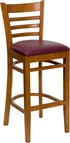 HERCULES Series Cherry Finished Ladder Back Wooden Restaurant Bar Stool - Burgundy Vinyl Seat [XU-DGW0005BARLAD-CHY-BURV-GG]