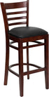 HERCULES Series Mahogany Finished Ladder Back Wooden Restaurant Bar Stool - Black Vinyl Seat [XU-DGW0005BARLAD-MAH-BLKV-GG]