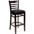 HERCULES Series Walnut Finished Ladder Back Wooden Restaurant Bar Stool - Black Vinyl Seat [XU-DGW0005BARLAD-WAL-BLKV-GG]