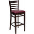 HERCULES Series Walnut Finished Ladder Back Wooden Restaurant Bar Stool - Burgundy Vinyl Seat [XU-DGW0005BARLAD-WAL-BURV-GG]