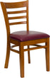 HERCULES Series Cherry Finished Ladder Back Wooden Restaurant Chair - Burgundy Vinyl Seat [XU-DGW0005LAD-CHY-BURV-GG]