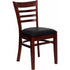 Offex Mahogany Finished Ladder Back Wooden Restaurant Chair - Black Vinyl Seat