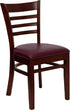 HERCULES Series Mahogany Finished Ladder Back Wooden Restaurant Chair - Burgundy Vinyl Seat [XU-DGW0005LAD-MAH-BURV-GG]