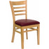 HERCULES Series Natural Wood Finished Ladder Back Wooden Restaurant Chair - Burgundy Vinyl Seat [XU-DGW0005LAD-NAT-BURV-GG]