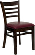 HERCULES Series Walnut Finished Ladder Back Wooden Restaurant Chair - Burgundy Vinyl Seat [XU-DGW0005LAD-WAL-BURV-GG]