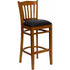 HERCULES Series Cherry Finished Vertical Slat Back Wooden Restaurant Bar Stool - Black Vinyl Seat [XU-DGW0008BARVRT-CHY-BLKV-GG]