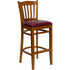 HERCULES Series Cherry Finished Vertical Slat Back Wooden Restaurant Bar Stool - Burgundy Vinyl Seat [XU-DGW0008BARVRT-CHY-BURV-GG]