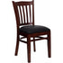 HERCULES Series Mahogany Finished Vertical Slat Back Wooden Restaurant Chair - Black Vinyl Seat [XU-DGW0008VRT-MAH-BLKV-GG]