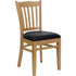 HERCULES Series Natural Wood Finished Vertical Slat Back Wooden Restaurant Chair - Black Vinyl Seat [XU-DGW0008VRT-NAT-BLKV-GG]
