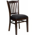 HERCULES Series Walnut Finished Vertical Slat Back Wooden Restaurant Chair - Black Vinyl Seat [XU-DGW0008VRT-WAL-BLKV-GG]