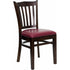 HERCULES Series Walnut Finished Vertical Slat Back Wooden Restaurant Chair - Burgundy Vinyl Seat [XU-DGW0008VRT-WAL-BURV-GG]