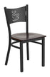 Flash Furniture HERCULES Series Black Coffee Back Metal Restaurant Chair - Walnut Wood Seat [XU-DG-60099-COF-WALW-GG]