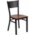 Offex Black Grid Back Metal Restaurant Chair - Cherry Wood Seat