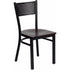 HERCULES Series Black Grid Back Metal Restaurant Chair - Mahogany Wood Seat [XU-DG-60115-GRD-MAHW-GG]