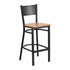 Flash Furniture HERCULES Series Black Grid Back Metal Restaurant Barstool - Natural Wood Seat [XU-DG-60116-GRD-BAR-NATW-GG]