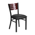 Flash Furniture HERCULES Series Black Decorative Cutout Back Metal Restaurant Chair - Mahogany Wood Back, Black Vinyl Seat [XU-DG-60117-MAH-BLKV-GG]