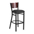 Flash Furniture HERCULES Series Black Decorative Cutout Back Metal Restaurant Barstool - Mahogany Wood Back, Black Vinyl Seat [XU-DG-60118-MAH-BAR-BLKV-GG]