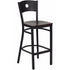 HERCULES Series Black Circle Back Metal Restaurant Bar Stool - Mahogany Wood Seat [XU-DG-60120-CIR-BAR-MAHW-GG]