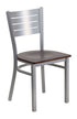 Flash Furniture HERCULES Series Silver Slat Back Metal Restaurant Chair - Walnut Wood Seat [XU-DG-60401-WALW-GG ]