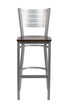 Flash Furniture HERCULES Series Silver Slat Back Metal Restaurant Barstool - Walnut Wood Seat [XU-DG-60402-BAR-WALW-GG ]