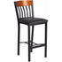 Flash Furniture Eclipse Series Vertical Back Black Metal and Cherry Wood Restaurant Barstool with Black Vinyl Seat