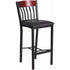 Flash Furniture Eclipse Series Vertical Back Black Metal and Mahogany Wood Restaurant Barstool with Black Vinyl Seat