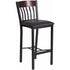 Flash Furniture Eclipse Series Vertical Back Black Metal and Walnut Wood Restaurant Barstool with Black Vinyl Seat
