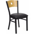 HERCULES Series Black Circle Back Metal Restaurant Chair - Natural Wood Back, Black Vinyl Seat [XU-DG-6F2B-CIR-BLKV-GG]