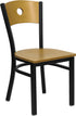 HERCULES Series Black Circle Back Metal Restaurant Chair - Natural Wood Back & Seat [XU-DG-6F2B-CIR-NATW-GG]