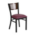 Offex Black Decorative Slat Back Metal Restaurant Chair - Walnut Wood Back, Burgundy Vinyl Seat