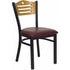 Flash Furniture HERCULES Series Black Slat Back Metal Restaurant Chair with Natural Wood Back and Burgundy
