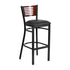 Flash Furniture HERCULES Series Black Decorative Slat Back Metal Restaurant Barstool - Mahogany Wood Back, Black Vinyl Seat [XU-DG-6H1B-MAH-BAR-BLKV-GG]