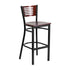 Flash Furniture HERCULES Series Black Decorative Slat Back Metal Restaurant Barstool - Mahogany Wood Back and Seat [XU-DG-6H1B-MAH-BAR-MTL-GG]