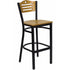 HERCULES Series Black Slat Back Metal Restaurant Bar Stool - Natural Wood Back & Seat [XU-DG-6H3B-SLAT-BAR-NATW-GG]
