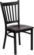 HERCULES Series Black Vertical Back Metal Restaurant Chair - Mahogany Wood Seat [XU-DG-6Q2B-VRT-MAHW-GG]