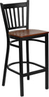 HERCULES Series Black Vertical Back Metal Restaurant Bar Stool - Cherry Wood Seat [XU-DG-6R6B-VRT-BAR-CHYW-GG]