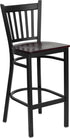 HERCULES Series Black Vertical Back Metal Restaurant Bar Stool - Mahogany Wood Seat [XU-DG-6R6B-VRT-BAR-MAHW-GG]
