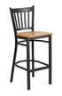 HERCULES Series Black Vertical Back Metal Restaurant Barstool - Natural Wood Seat [XU-DG-6R6B-VRT-BAR-NATW-GG]