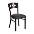 Flash Furniture HERCULES Series Black Decorative 3 Circle Back Metal Restaurant Chair - Walnut Wood Back, Black Vinyl Seat [XU-DG-6Y2B-WAL-BLKV-GG]