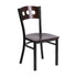 Flash Furniture HERCULES Series Black Decorative 3 Circle Back Metal Restaurant Chair - Walnut Wood Back & Seat [XU-DG-6Y2B-WAL-MTL-GG]