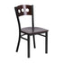 Offex Black Decorative 3 Circle Back Metal Restaurant Chair - Walnut Wood Back And Seat
