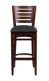Flash Furniture Darby Series Slat Back Walnut Wooden Restaurant Barstool with Black Vinyl Seat