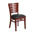 Offex Darby Series Slat Back Mahogany Wooden Restaurant Chair - Black Vinyl Seat
