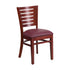 Offex Darby Series Slat Back Mahogany Wooden Restaurant Chair - Burgundy Vinyl Seat