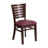 Offex Darby Series Slat Back Walnut Wooden Restaurant Chair - Burgundy Vinyl Seat