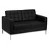 Flash Furniture Contemporary Office Home Seating Black Leather Love Seat with Stainless Steel Frame