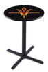 Holland Bar Stool L211 - 36"" Black Wrinkle Arizona State Pub Table with Pitchfork Logo