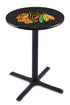 L211 - 36"" Black Wrinkle Chicago Blackhawks Modern Pub Table