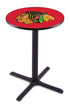 L211 - 36"" Black Wrinkle Chicago Blackhawks Pub Table